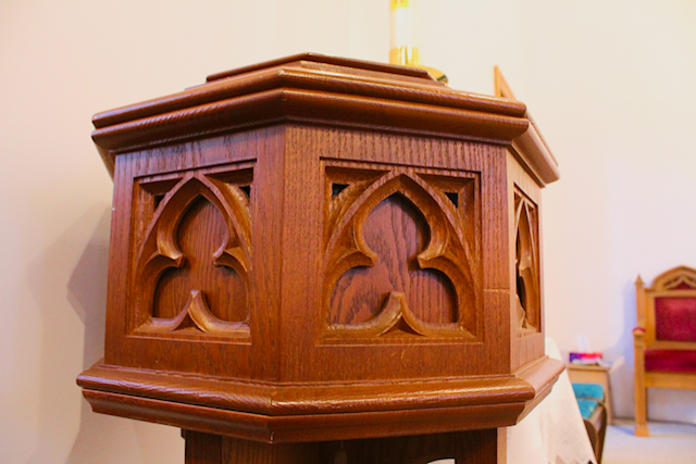 Small wooden baptismal font